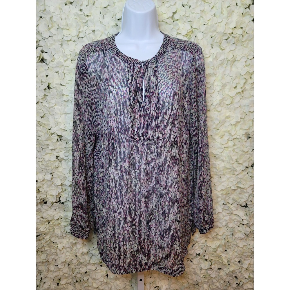 Liz Claiborne Womens Colorful Sheer Blouse LG Lond Sleeve, Workwear, Comfort‎